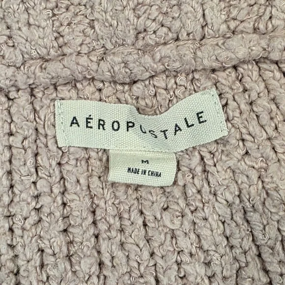 Aeropostal Pink Fuzzy Cropped Quarter-Zip Sweater in Light Petal Pink. M - Picture 6 of 10
